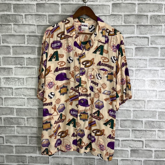 CSA Other - Arizona Diamondbacks x Vintage Cream Nostalgia Button Up Camp Shirt Mens Large